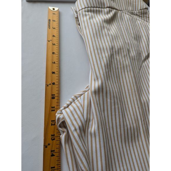 Chico's Pants Secret Stretch Striped Sand White Size 2 Womens Large Office‎ New - Picture 7 of 8